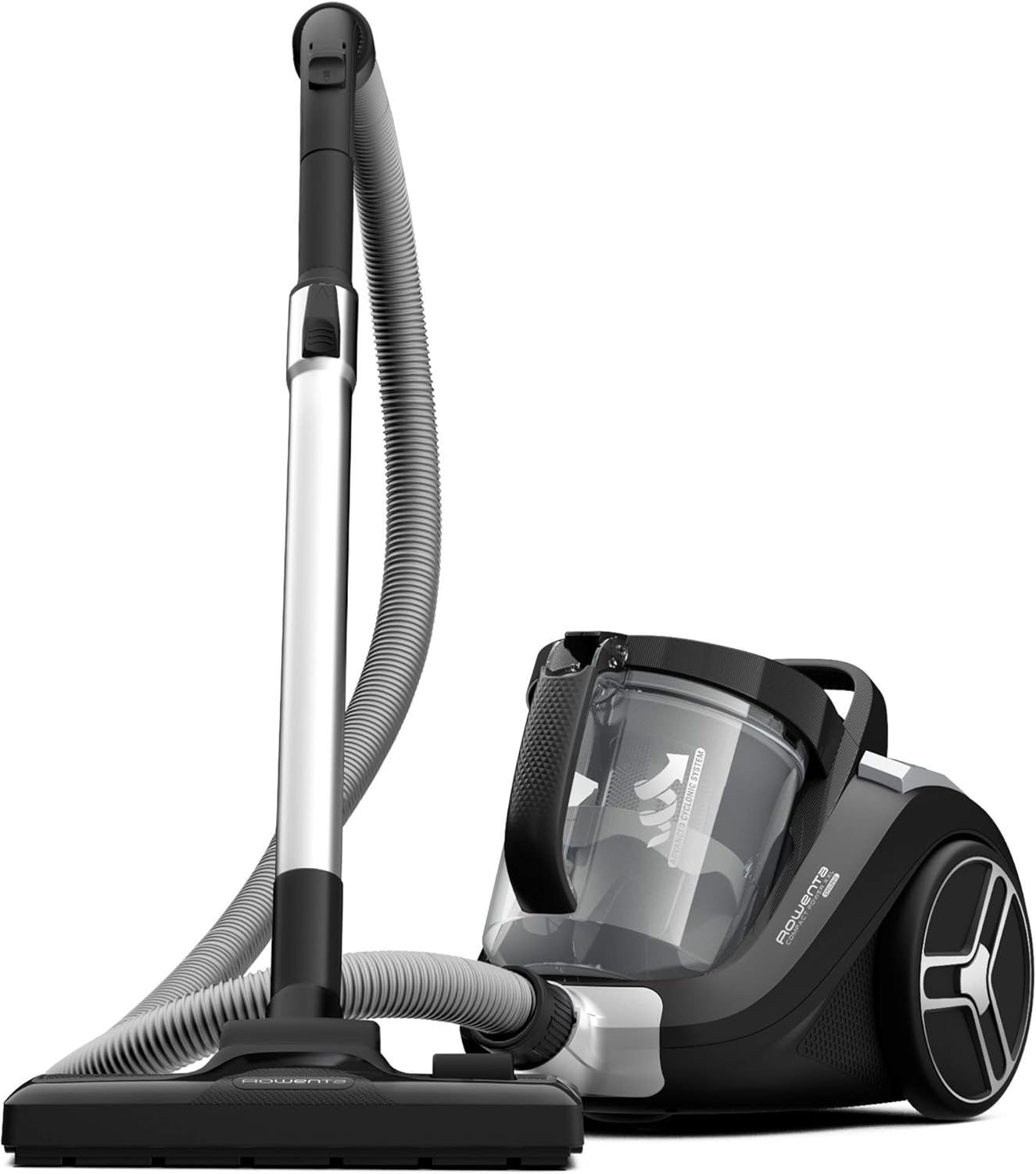 Rowenta beutelloser Bodenstaubsauger Compact Power XXL, 550 Watt, 2,5L Staubbehälter, Staubsauger leise und stark, extreme Saugleistung, hocheffizienter Saugkopf, Schwarz-Grau, RO4825