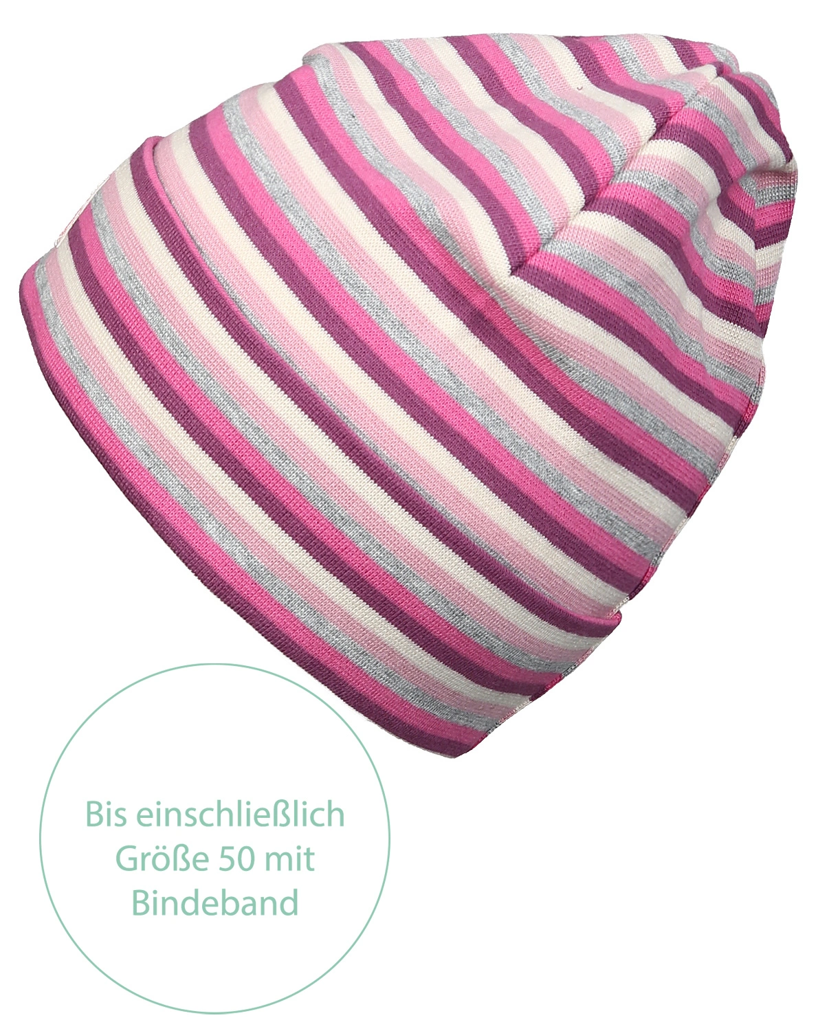 Strickmütze SCHLUPPER geringelt in rose/dahlia/grau