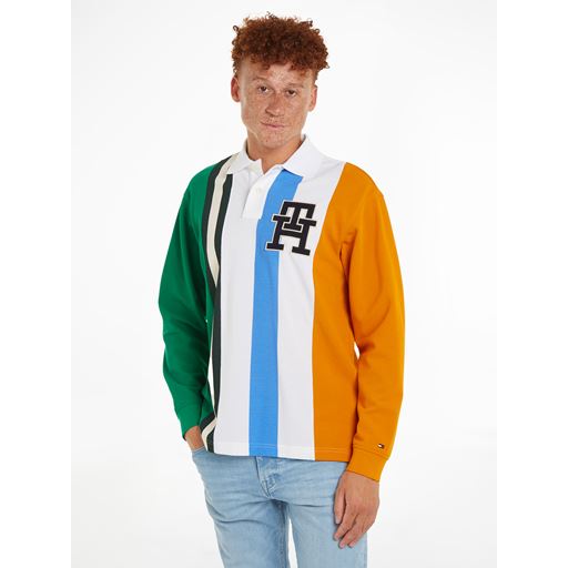 Tommy Hilfiger Vertical Stripe Rugby Polo, White/Multi, XL