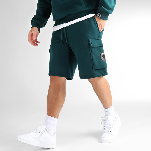 Ensemble Sweat Crewneck Et Short Jogging Cargo 1102 1108 Vert