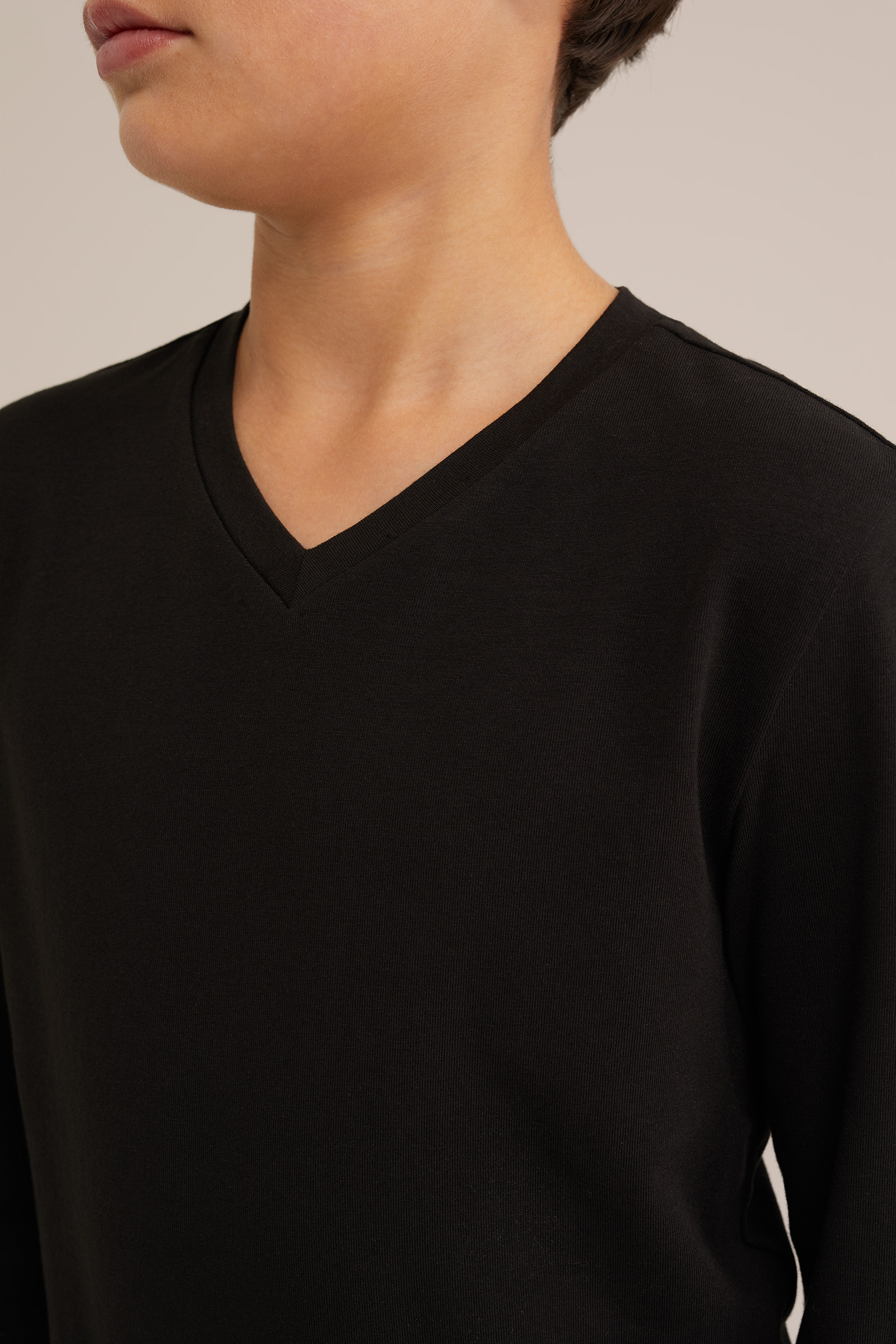 Jongens basic T-shirt met V-hals WE Fashion Zwart