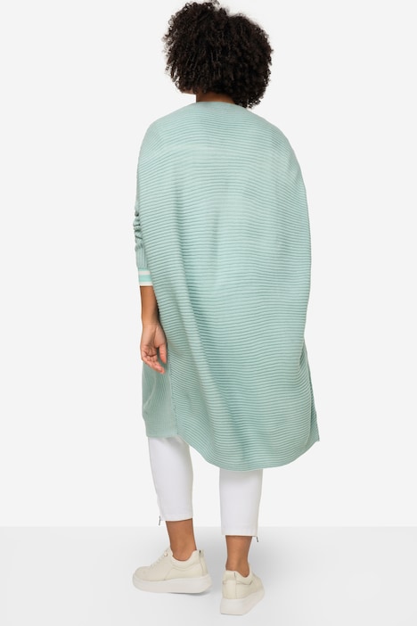 Strickjacke, oversized, offene Form, Feinstrick, V-Ausschnitt, Langarm