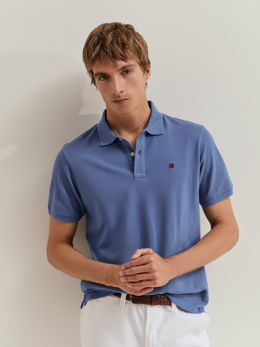 Polo de manga curta em algodão