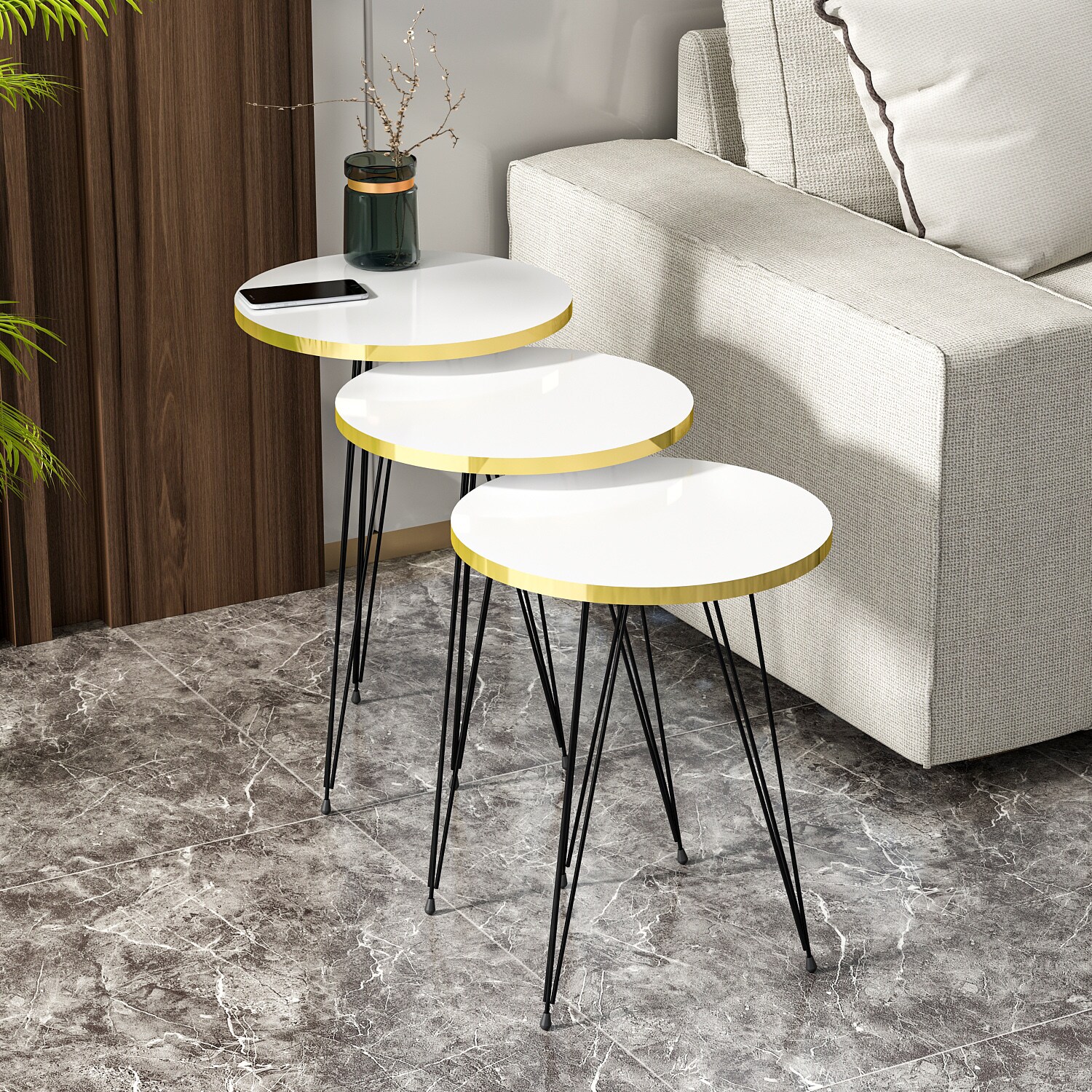 Beistelltisch 3er Set Weiß 21256290