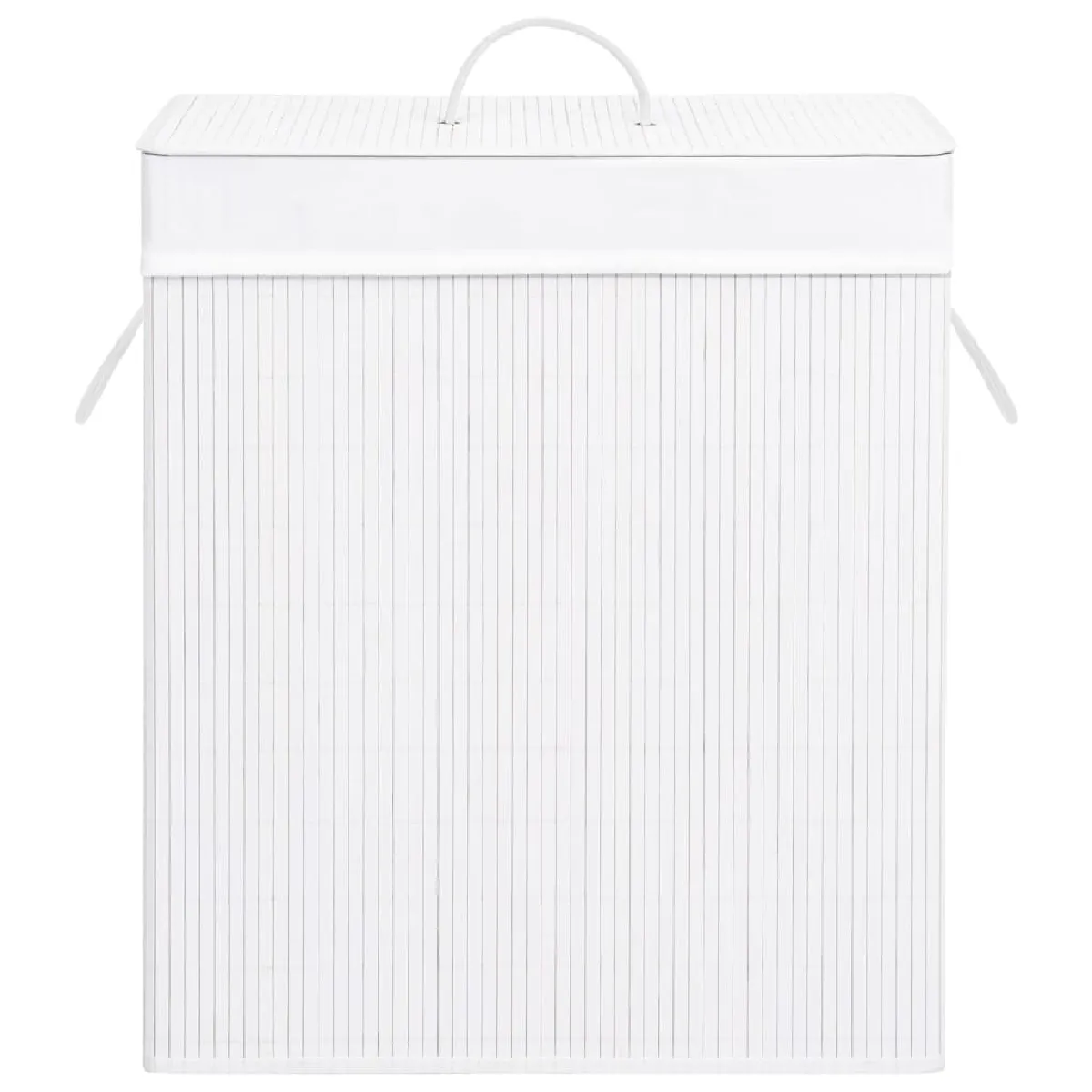 vidaXL Panier à linge en bambou - Blanc 83L