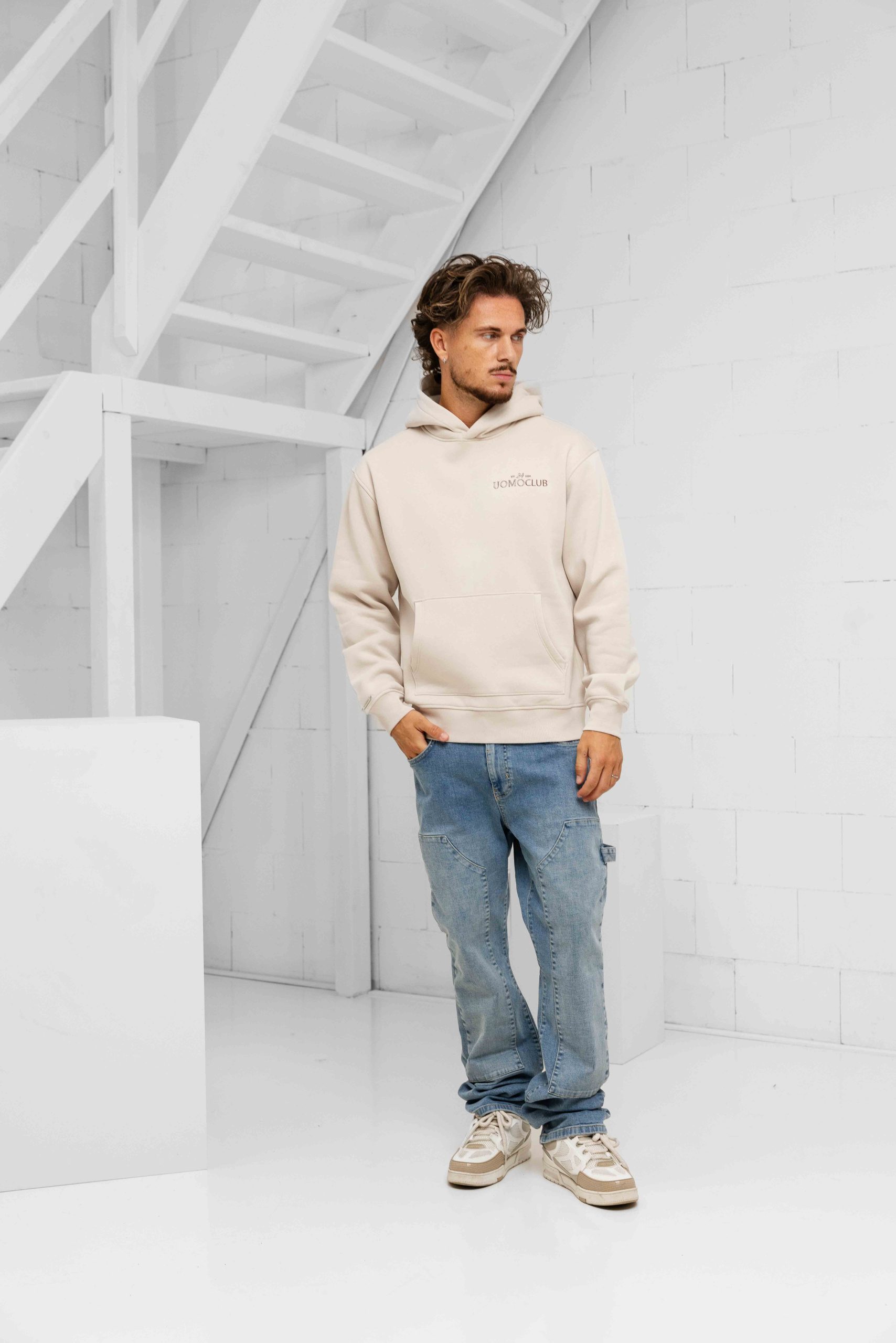 24 Uomo Club Hoodie Heren Beige