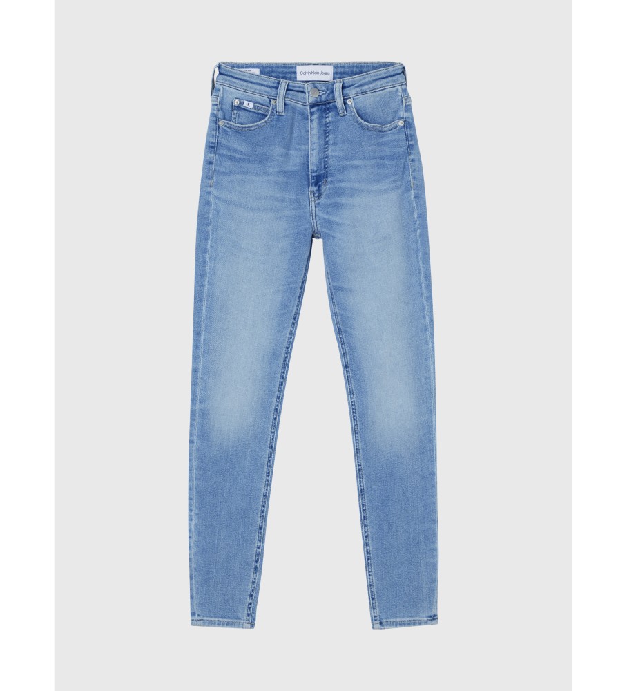 Calça jeans Calvin Klein de cintura alta super skinny até o tornozelo azul