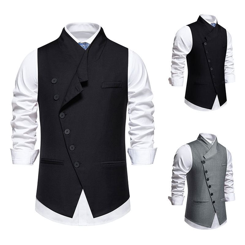 YIKES - Opstaande kraag, effen asymmetrisch vest met knoopjes