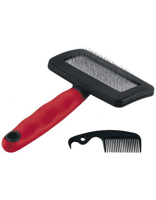 Ferplast Slicker Borstel Rood&Zwart - Hondenvachtborstel