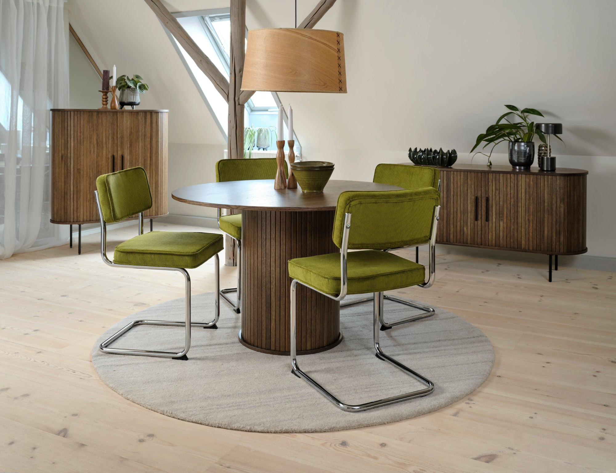 Luxor Eetkamerstoel - Set van 4 - Groen Ribstof