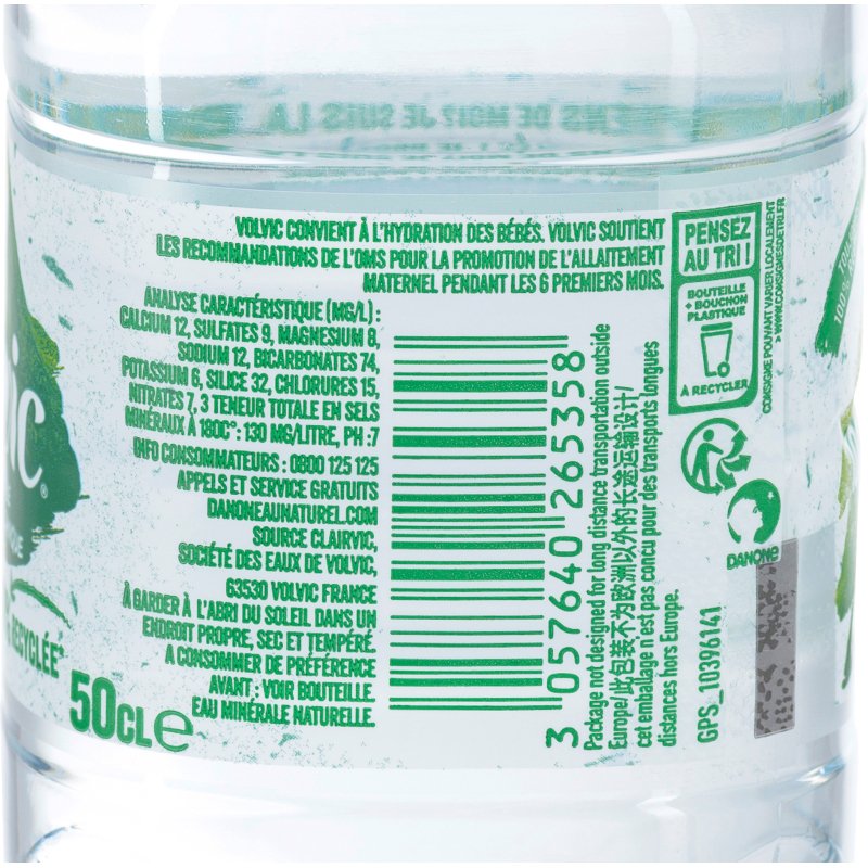Eau minérale Volvic 50 cl - 24 bouteilles