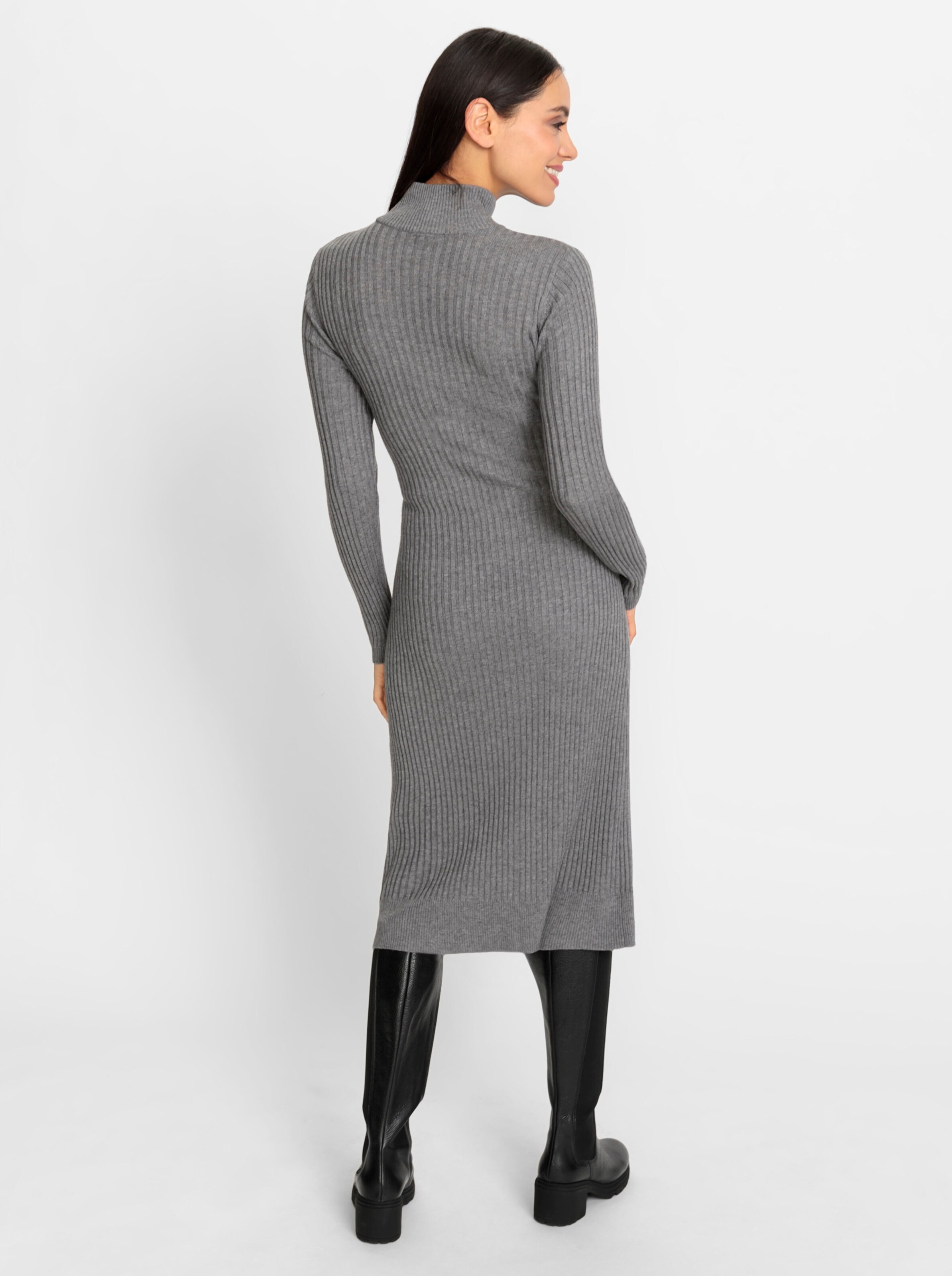 heine Strickkleid in grau-champagner-meliert
