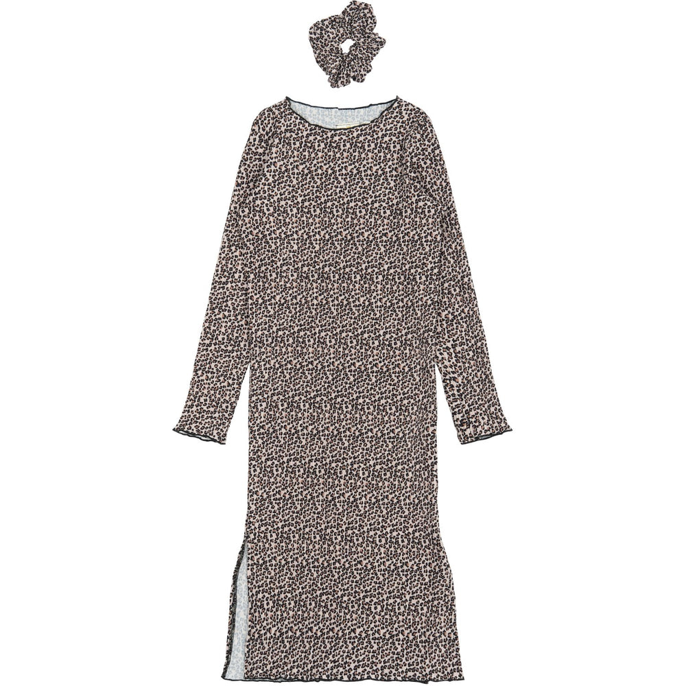 Køb The New Feather Gray AOP TNPet L_S Pleat Kjole
