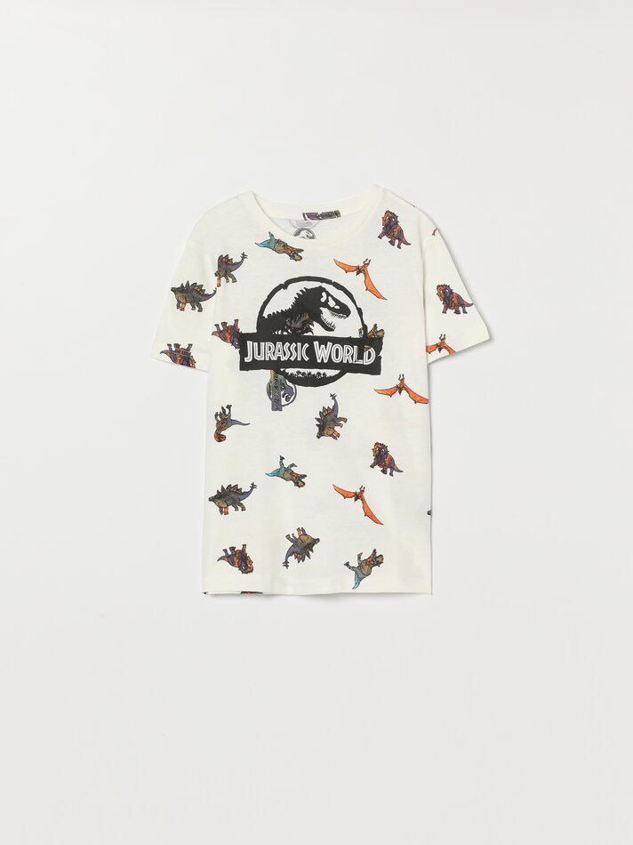 Conjunto de pijama curto estampado do Junassic Park da Universal - Branco