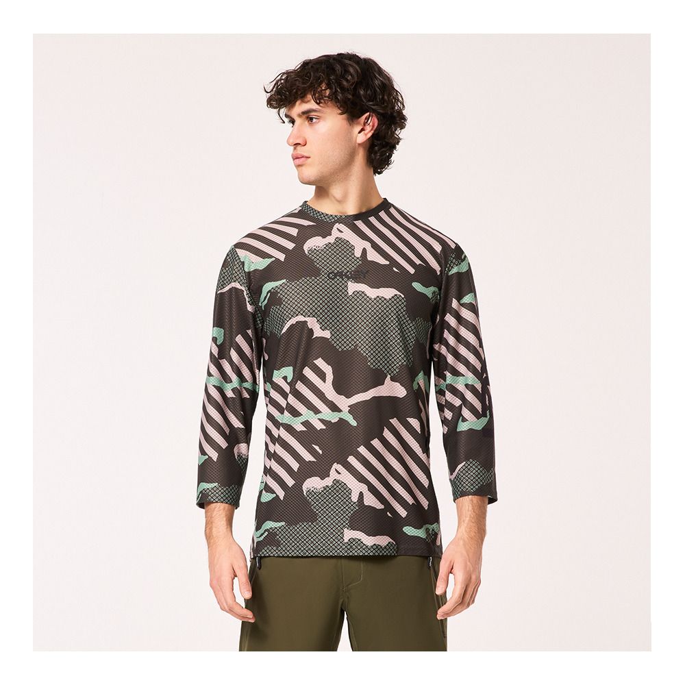 Oakley RIDE FREE - Maillot Homme green stripe/grip camo