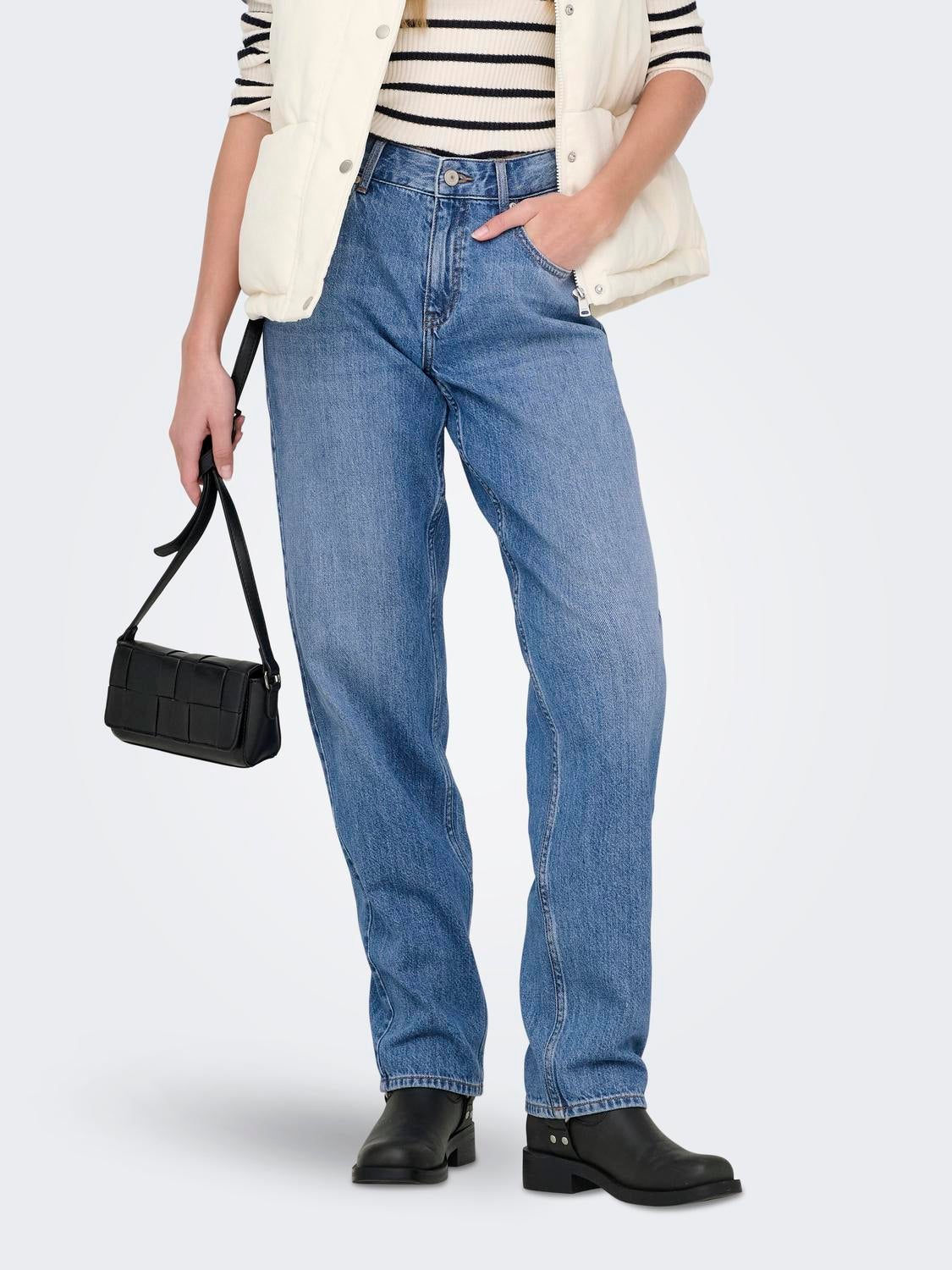 ONLLUMI Mittlere Taille Hohe Taille Jeans Medium Blue Denim
