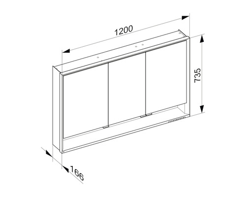 KEUCO Royal Lumos spiegelkast 120 x 16,5 x 73,5 cm, gespiegeld, 3-deurs, LED, IP 24, 713