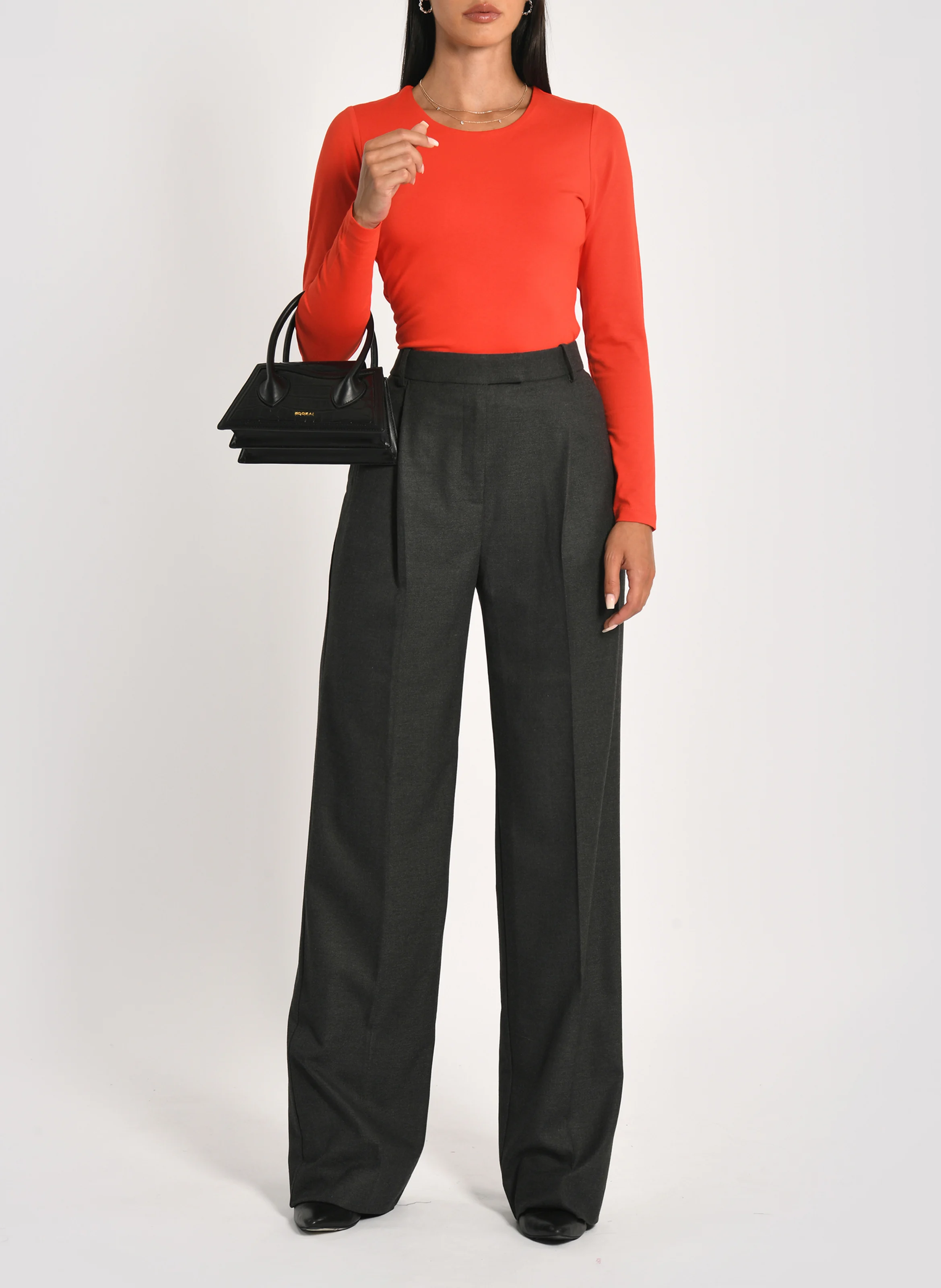 CURT - Tee-shirt cintré col rond en coton stretch | Rouge
