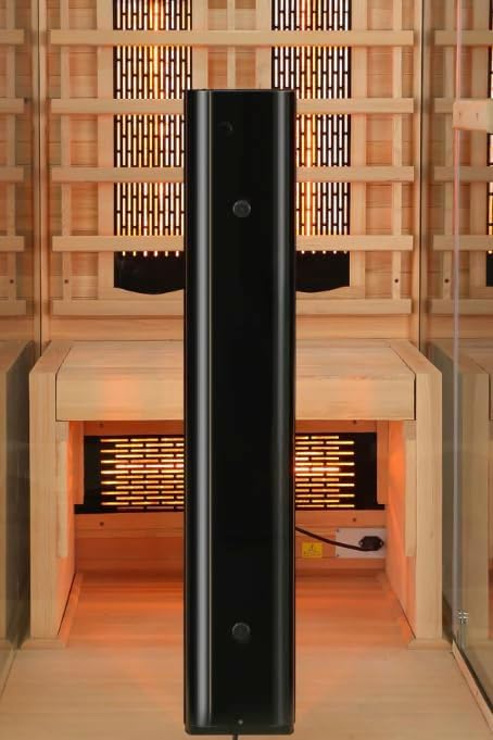 SANOTECHNIK Infrarotkabine GRENA DELUXE (für 1 Person, 80×110×190cm) – Infrarotsauna mit 4 Voll‑Spektrumstrahlern, 6mm ESG‑Sicherheitsglas, Bluetooth‑MP3, LED‑Farblicht & Touch‑Display, SB40080