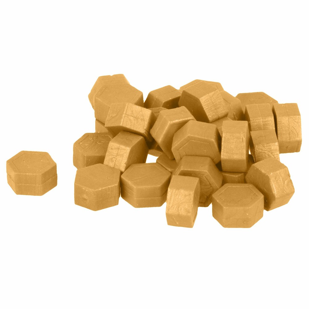 Perles de cire hexagonales - or + rose