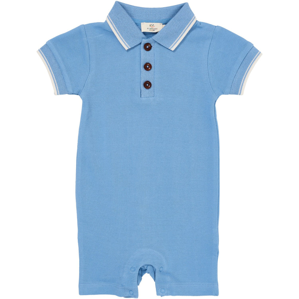 Køb COPENHAGEN COLORS Sky Blue Comb. Pique Polo Romper