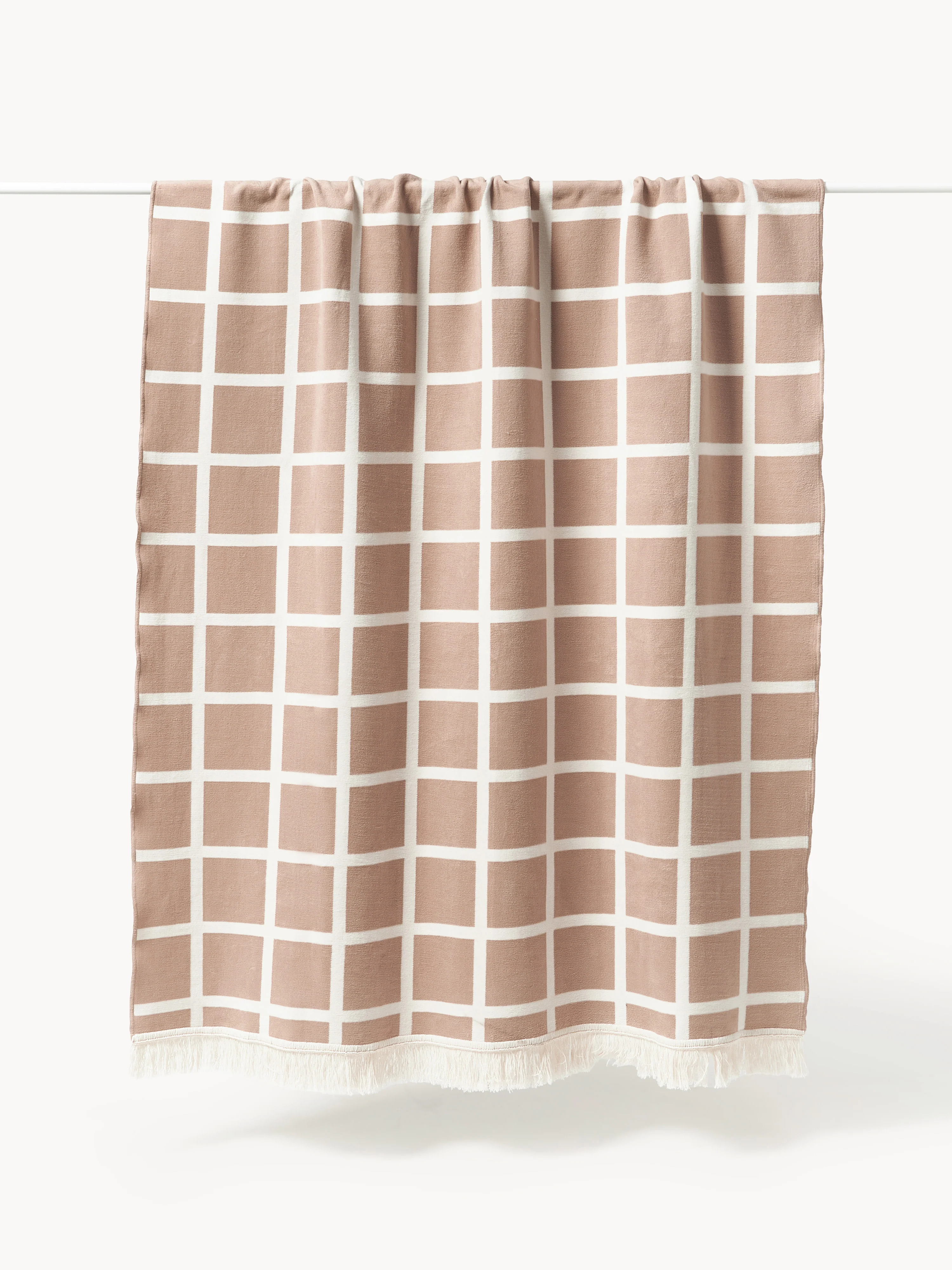 Zachte geruite plaid Edison met franjes