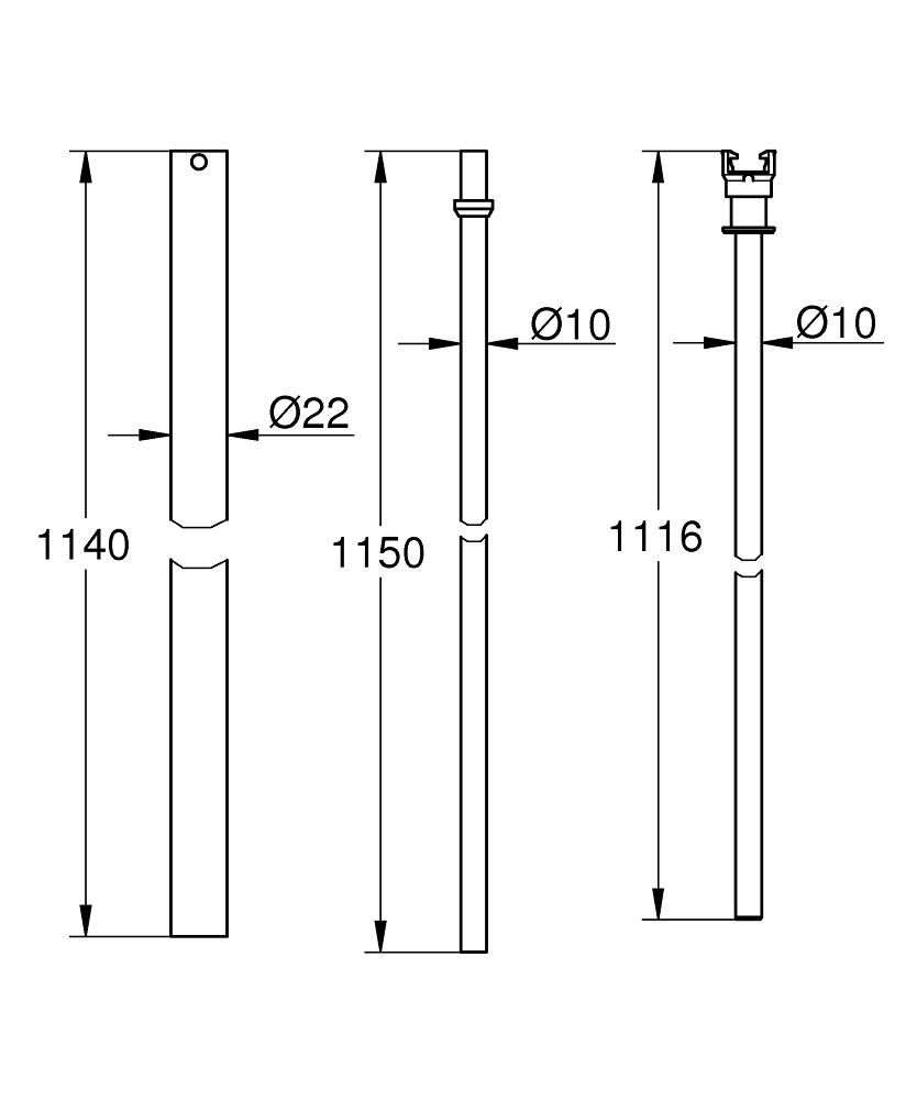 Grohe Euphoria douchepijp verlengd 15cm chroom