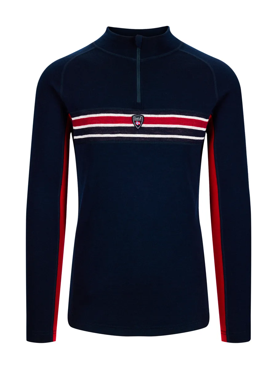 Dale of Norway Aksla Masculine Baselayer Half Zip Navy Red Offwhite