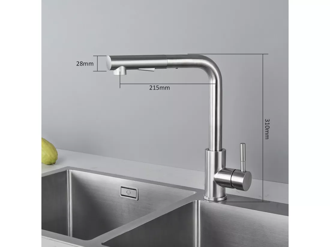 2PCS Cecipa max Mitigeur Cuisine avec Douchette Extractible Robinet Cuisine avec 2 Mode Jets Robinetterie en Acier Brossé Haute Qualité,EU Modèle