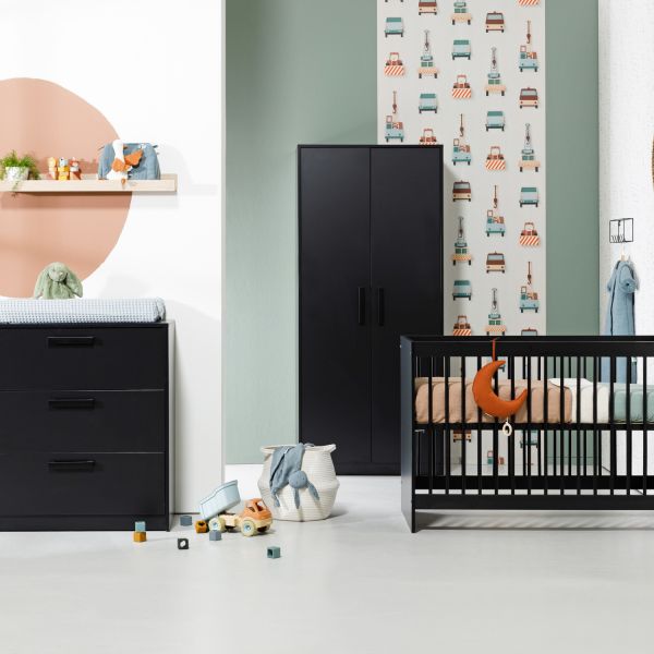 Europe Baby Nova Babykamer Zwart | Bed 60 x 120 cm   Commode   Kast