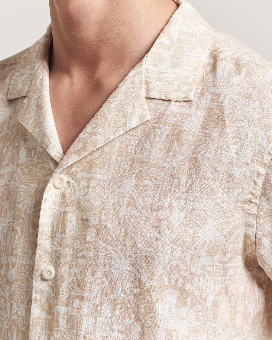 Eton Resort Printed Short Sleeve Shirt Beige