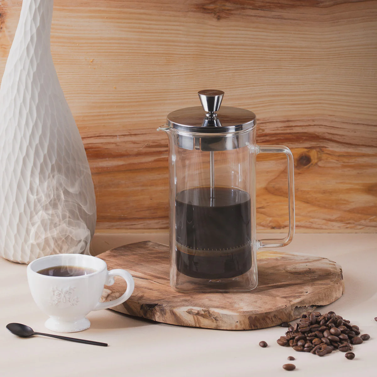 Cafetière à piston double paroi Robusta - Verre transparent Cristel
