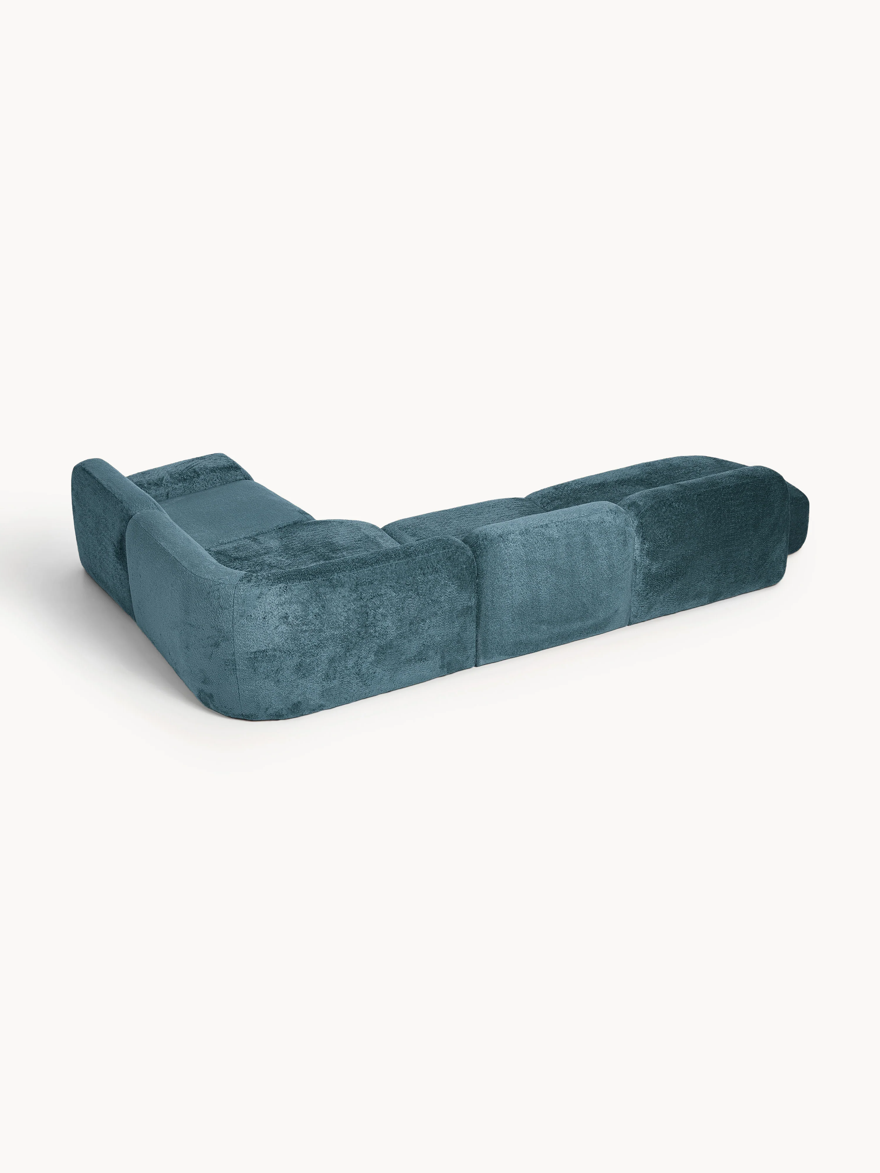 XL modulaire teddy bouclé hoekbank Wolke (4-zits) met chaise longue