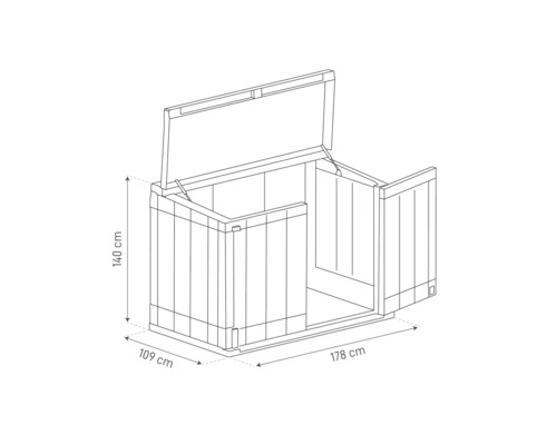 Stora Way Plus 2XL afvalbak, fietsenstalling inclusief gasveren, 178 x 109 x 140 cm, grijs