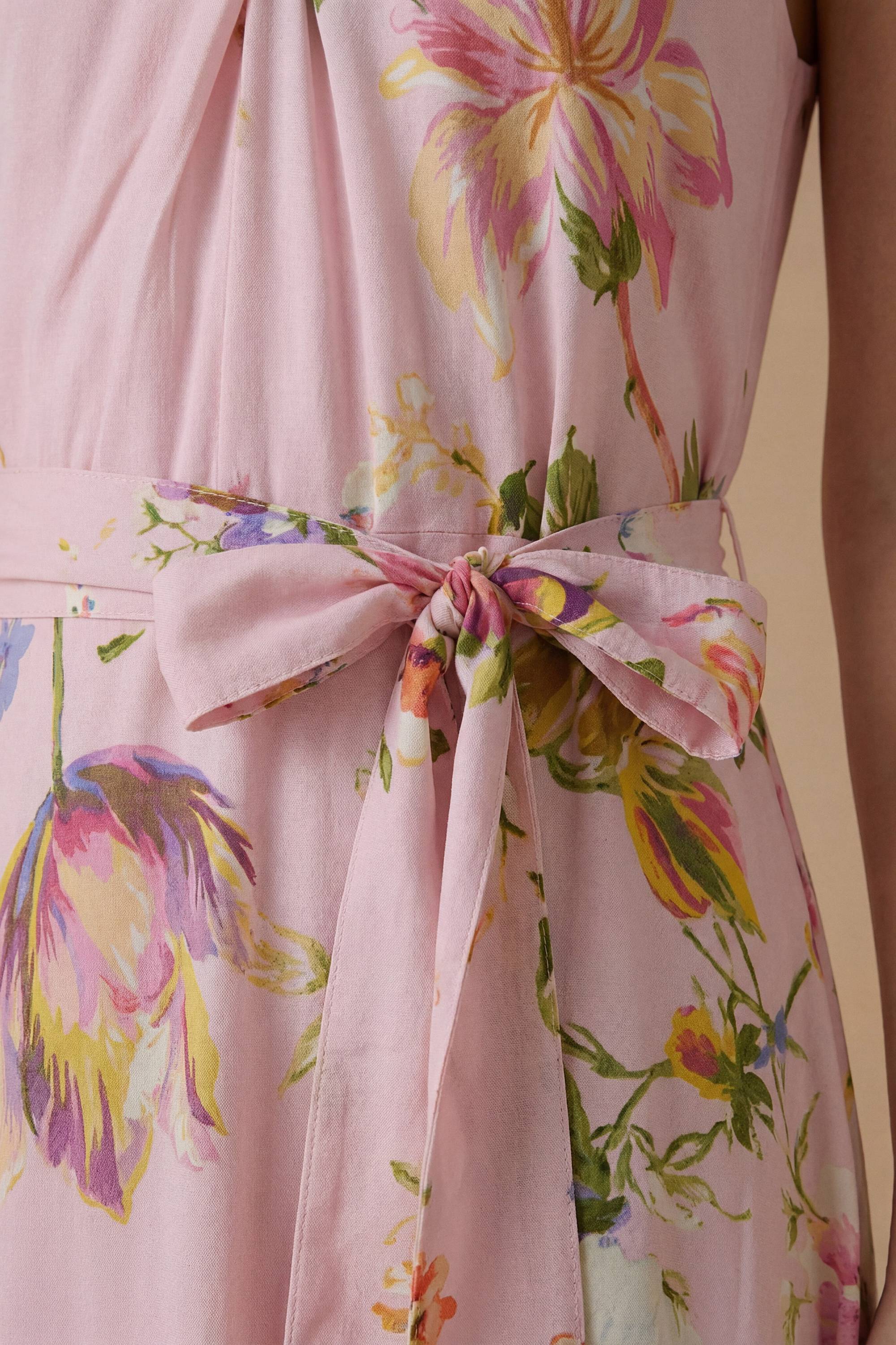 Oasis Robe Mi-longue En Viscose Imprimée À Encolure Croisée Dos-nu