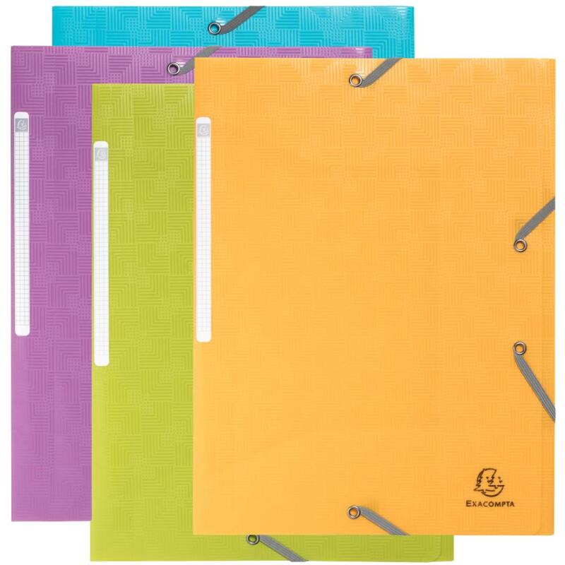 Chemise à élastique 3 rabats polypropylène recyclé Pop'N Co - Couleurs assorties