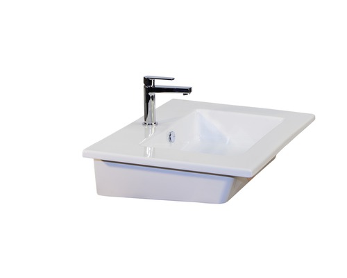 Sanox Porto badkamermeubelset (B x H x D): 71 x 57 x 51 cm, frontkleur: natuurlijk eiken, met witte keramische wastafel