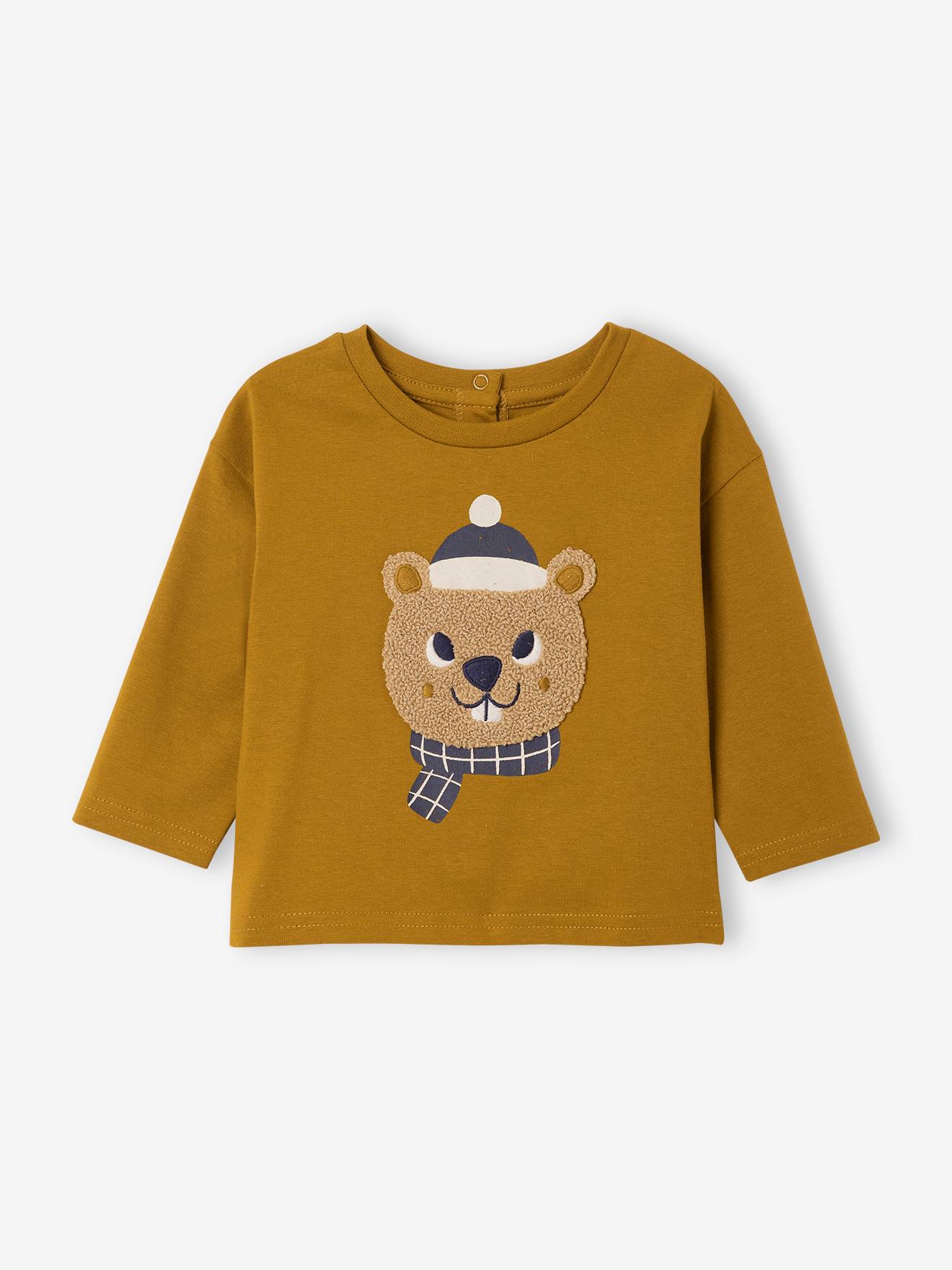 Camiseta infantil bronze com estampa em relevo