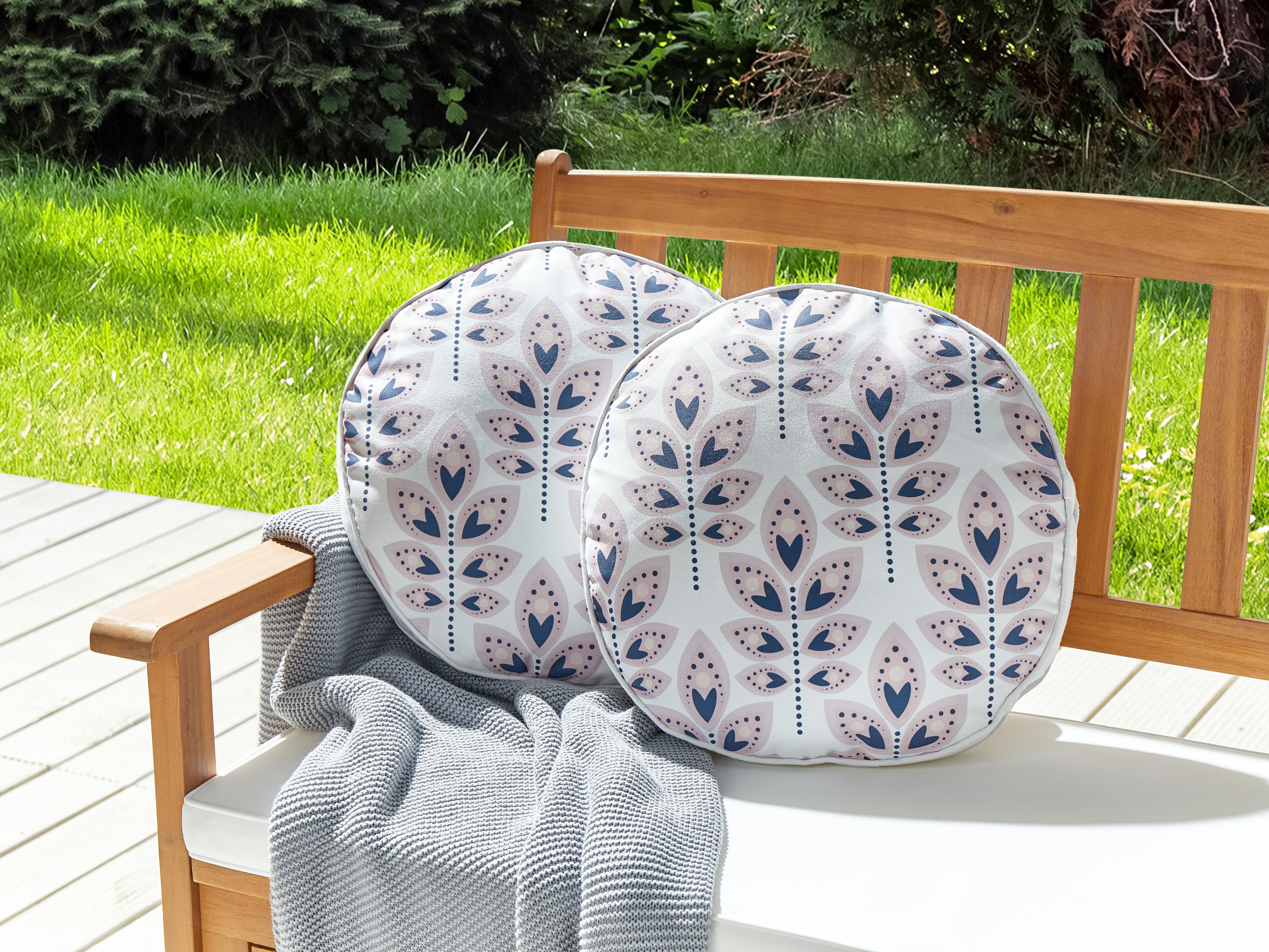 Set van 2 tuinkussens TORRETTA bladpatroon 40 x 40 cm Gebroken wit