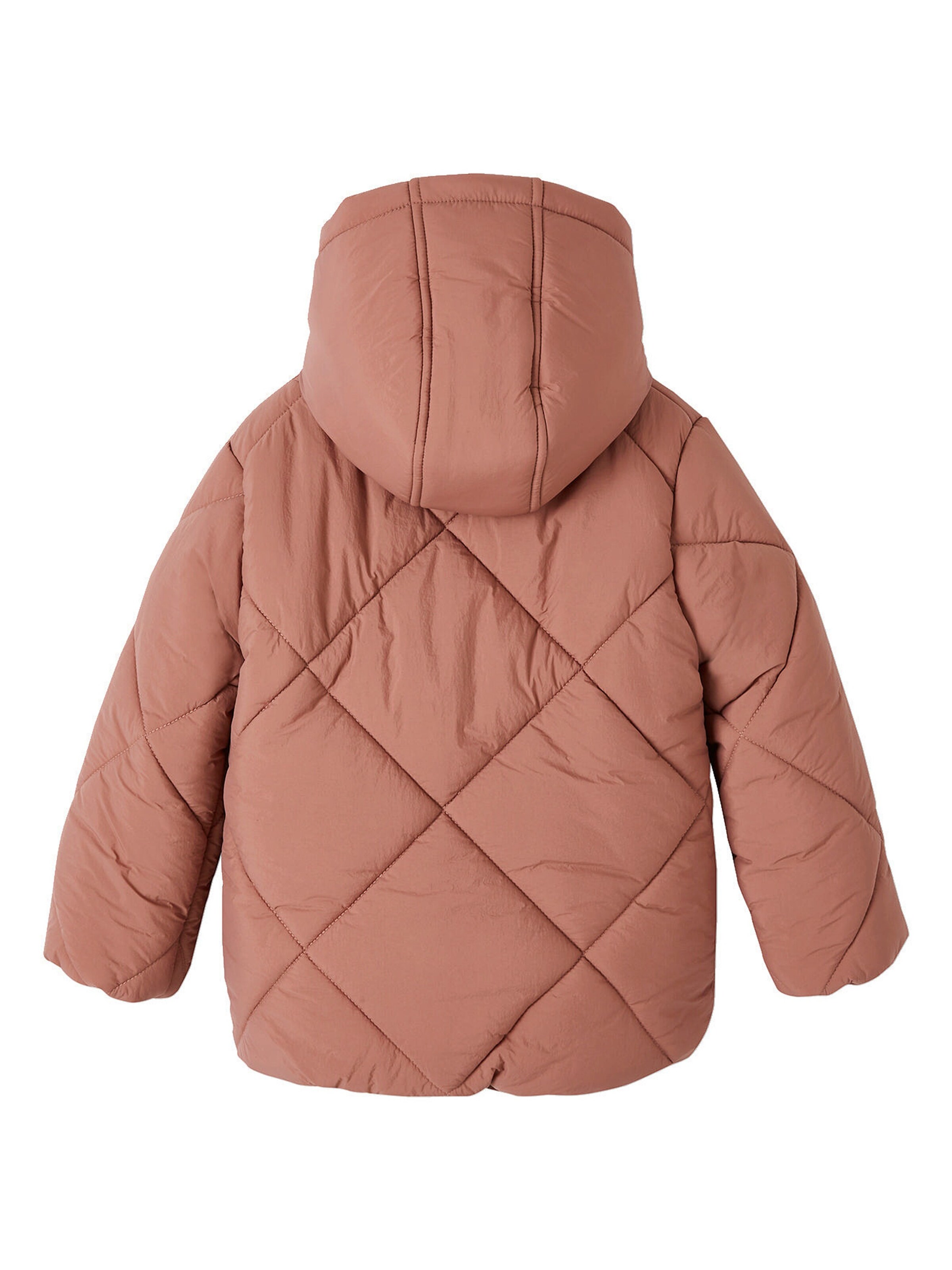 Vertbaudet Mädchen Kapuzen-Steppjacke mit Teddyfleece-Futter, Wattierung Recycling-Polyester blush