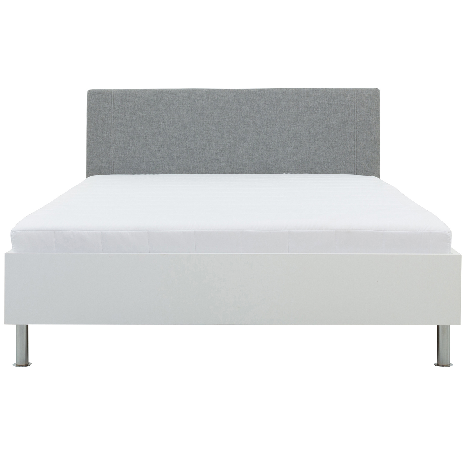 Bett - weiß-anthrazit - mit Matratze und Rollrost - 140x200 cm