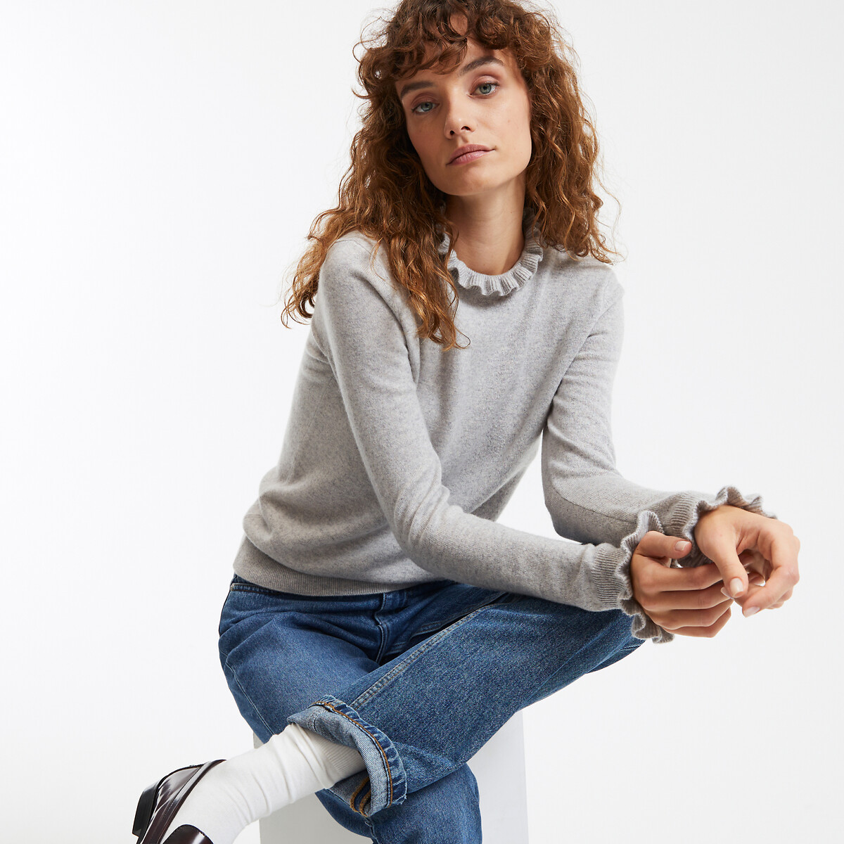 COLEÇÕES LA REDOUTE<br>Suéter com gola alta, lã reciclada e cashmere