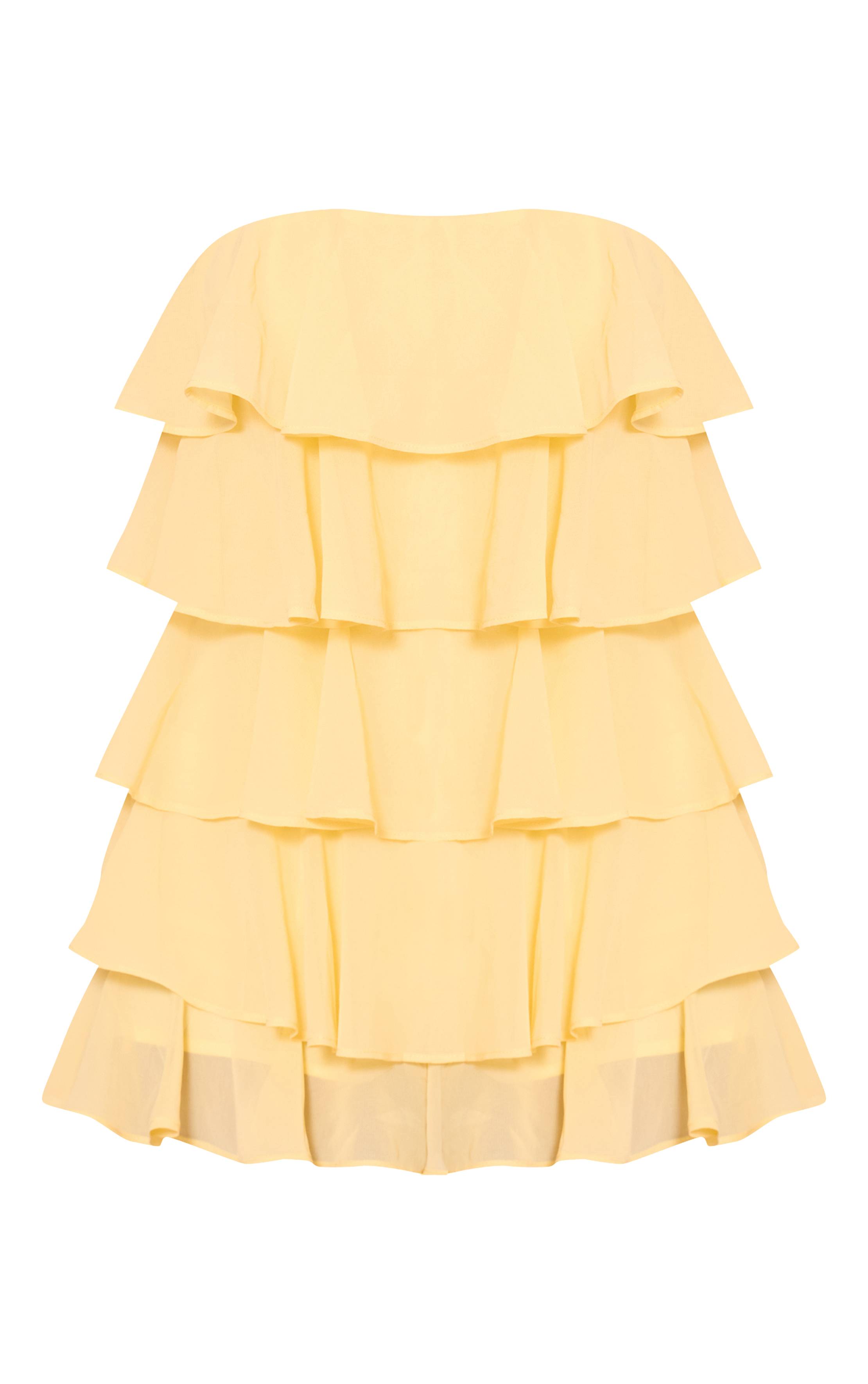Citron Combinaison Courte Bustier À Volants En Mousseline