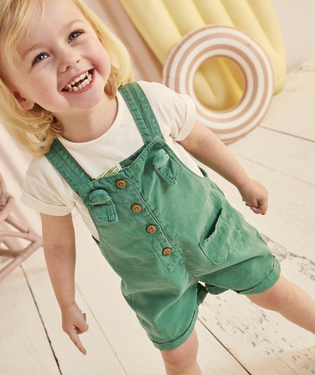 SALOPETTE VERTE BÉBÉ FILLE EN VISCOSE RESPONSABLE