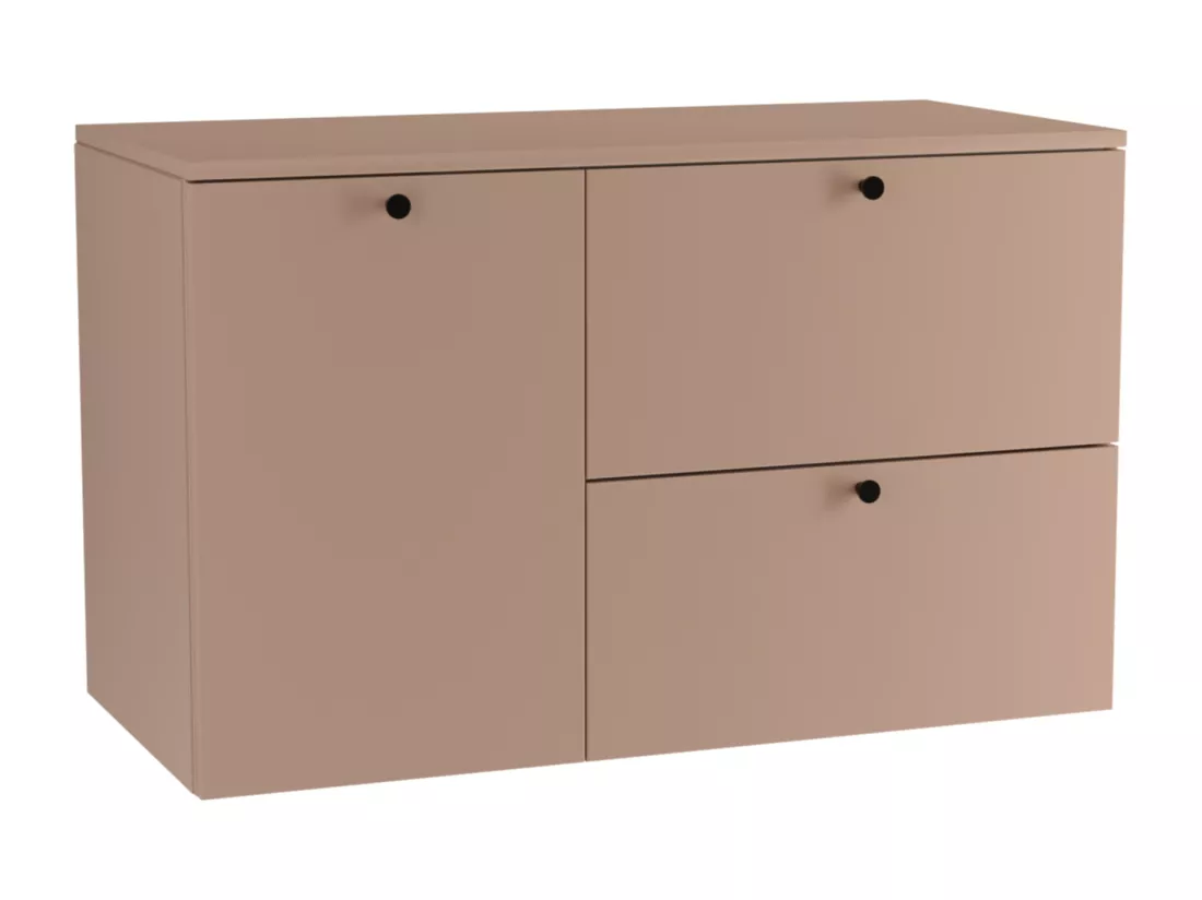 Meuble lavabo WENA, fronts lisses, avec panier à linge, Beti, 100x60x47 cm, Rose foncé
