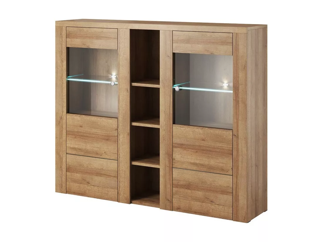 Vaisselier design 2 portes pour salon couleur chêne. collection SANTIAGO.