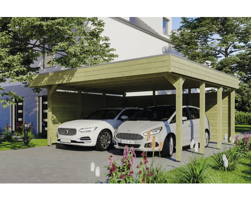 SKAN HOLZ Friesland dubbele carport inclusief zij- en achterwand, 557x555 cm, dompelgeïmpregneerd