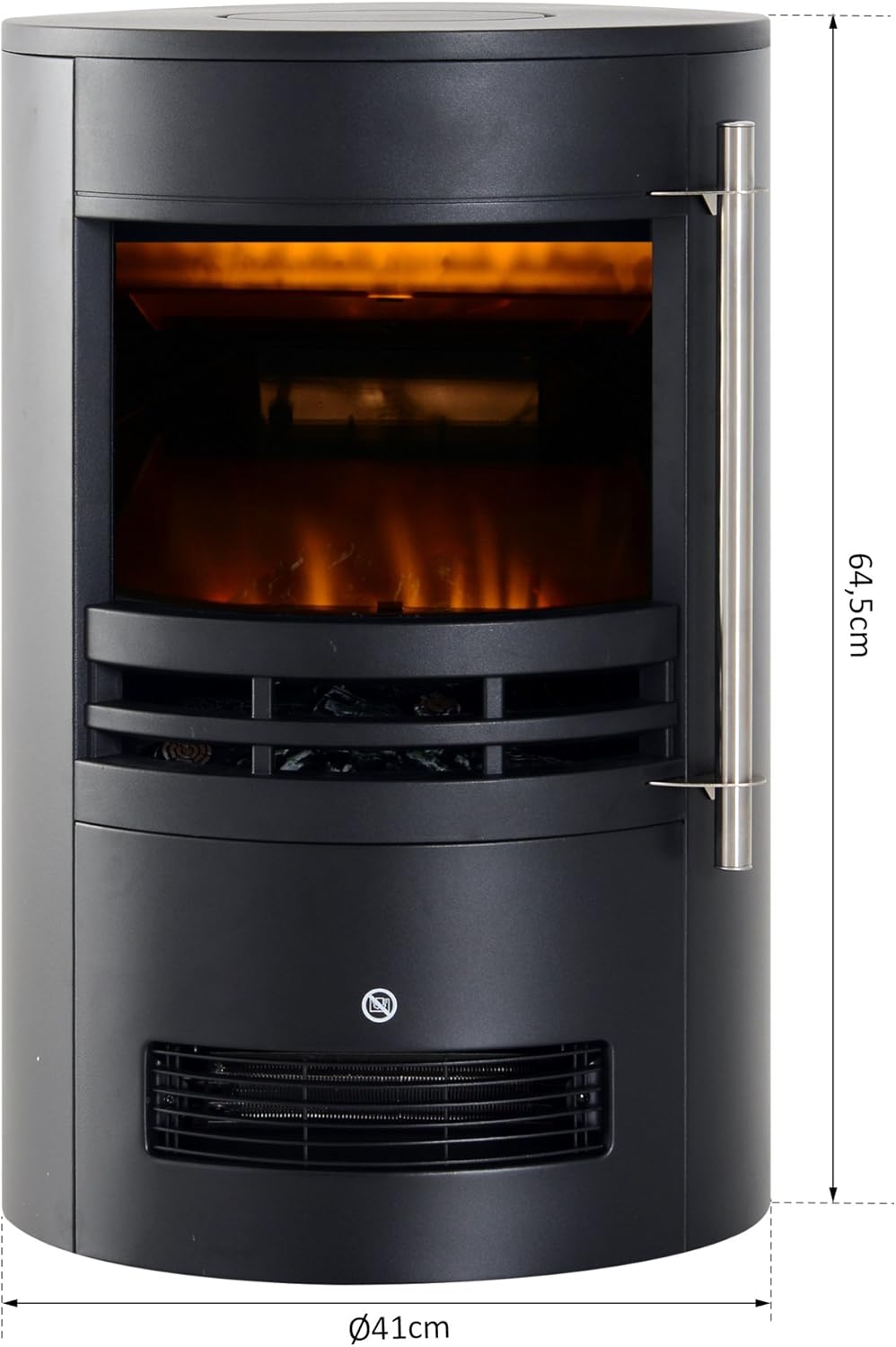 HOMCOM Elektrokamin mit Heizung, elektrischer Kamin mit LED Flammeneffekt, 900/2000W Dekokamin, elektrisch Kaminfeuer Kaminofen, Schwarz