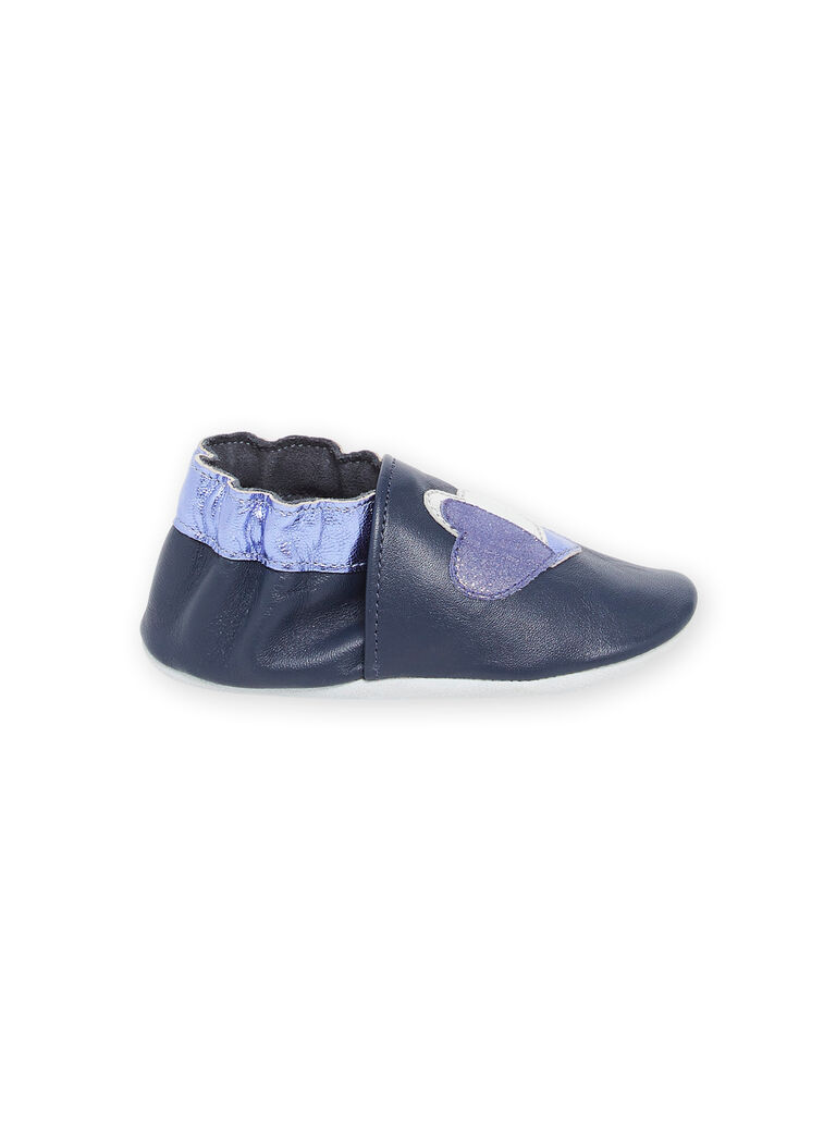 Chaussons en cuir bleus avec patch curs