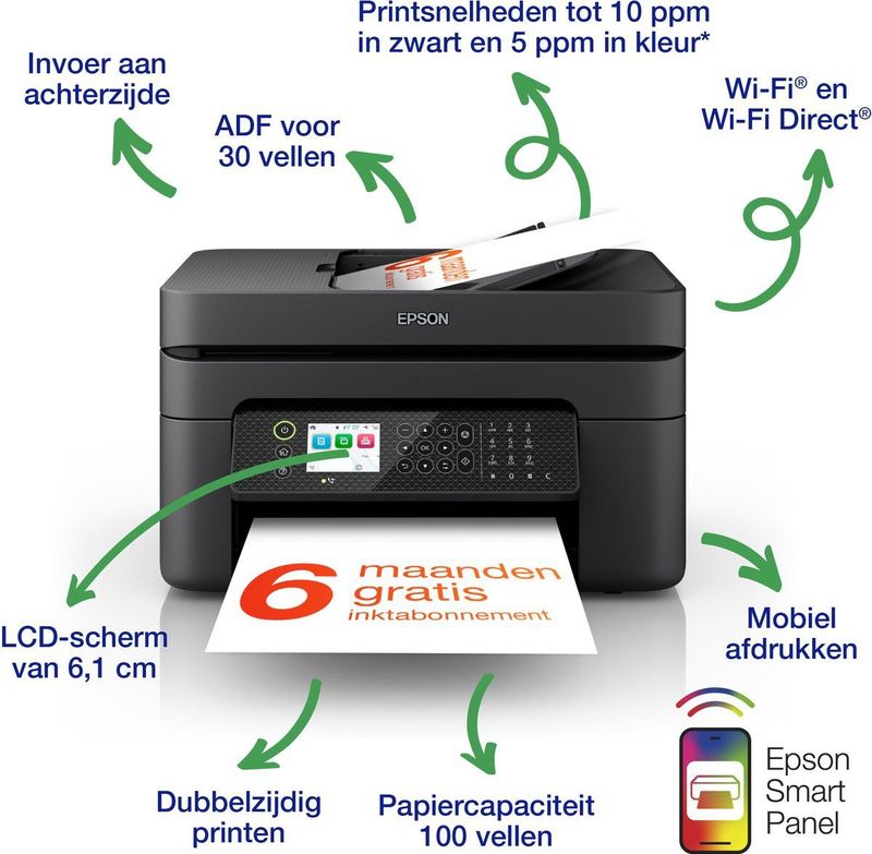 Epson - Workforce Wf-2950dwf - Multifunctionele Printer - Zwart - Inkjet
